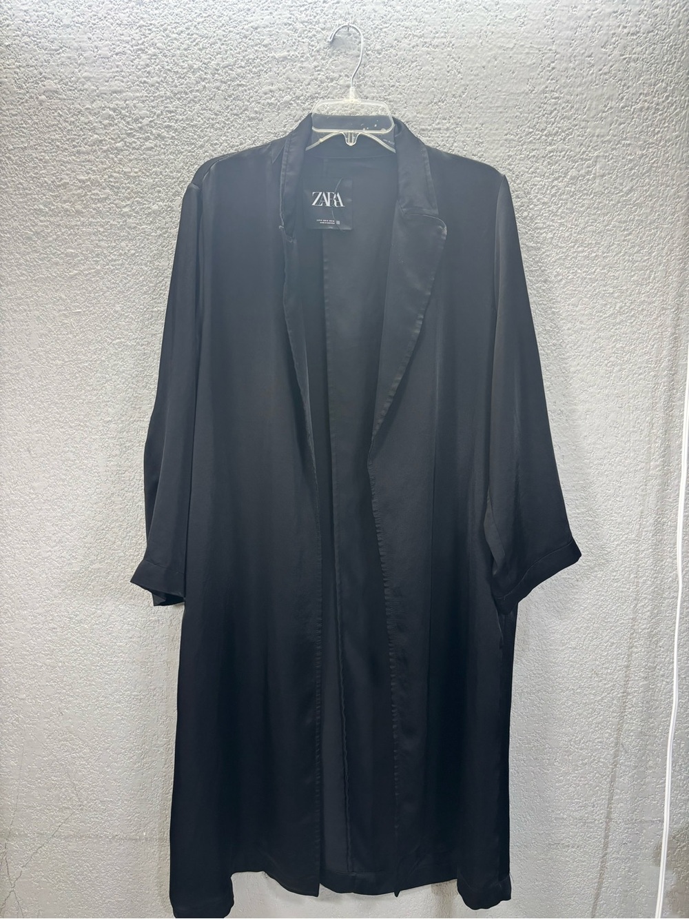 Zara Black Long Open-Front Trench Coat